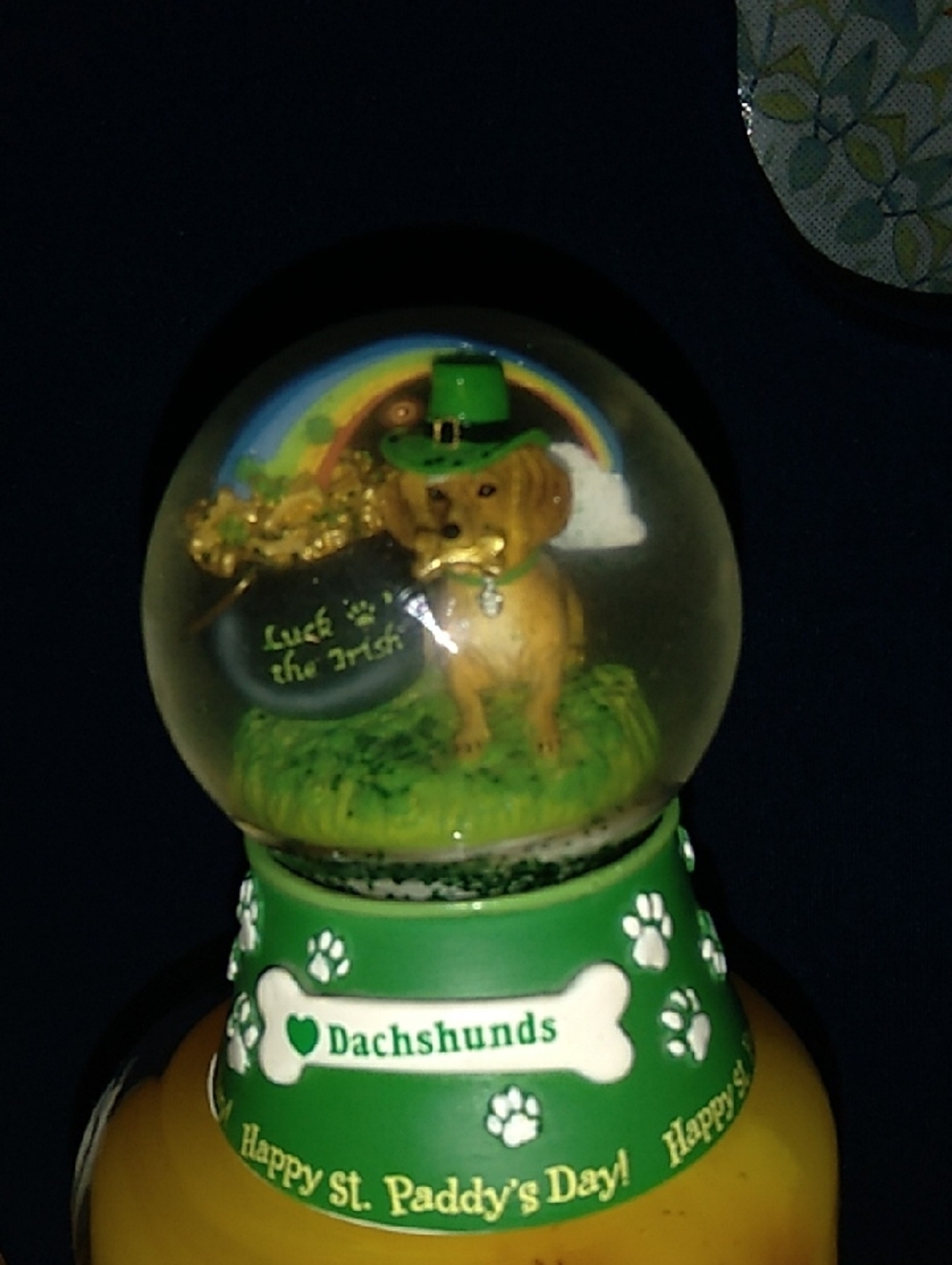 I Love Dachshunds! Happy St.Paddy's Day! Snow Globe